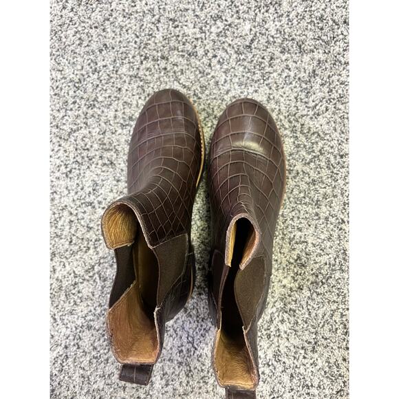 Madewell The Ivy Chelsea Boot Croc Embossed Leather Women’s 7.5‎ Lug Sole Brown - Picture 4 of 12